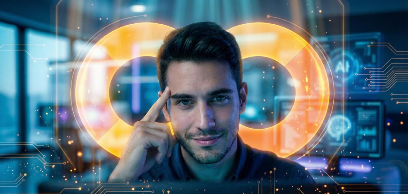 persona pensativa con el logo de Google Colab Learn Mode